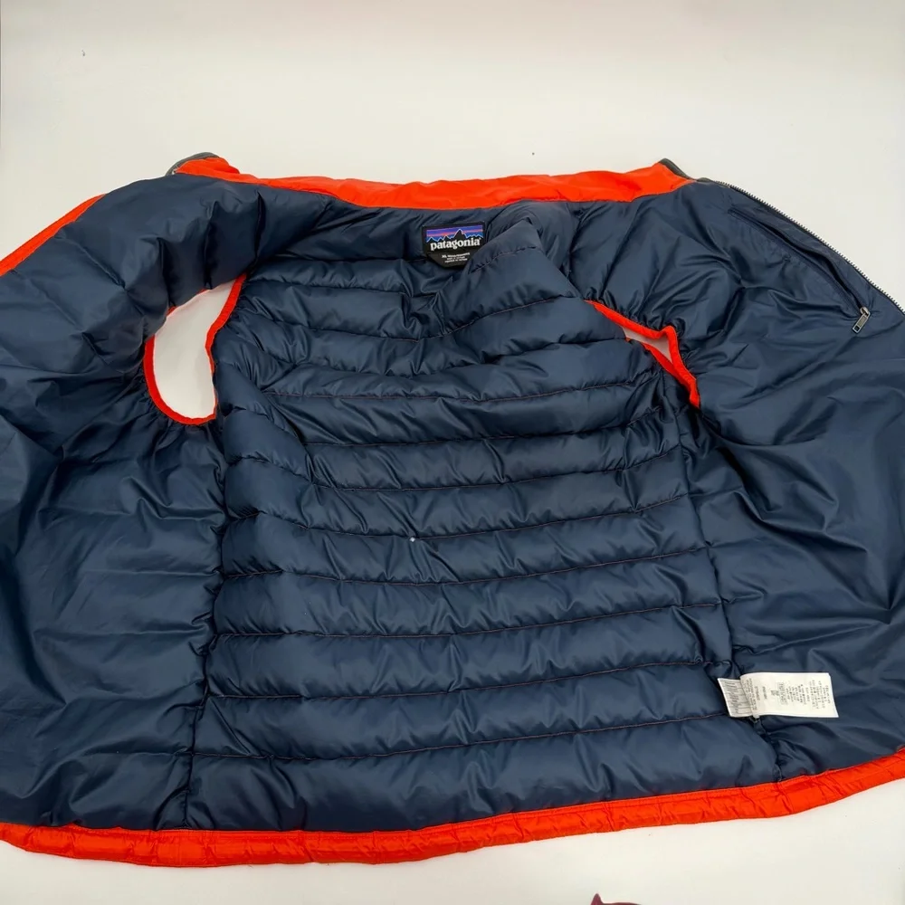 Patagonia Worn Wear Vest Mens XL Orange Down Sweater Full Zip 84622 STAINS - Picture 8 of 16